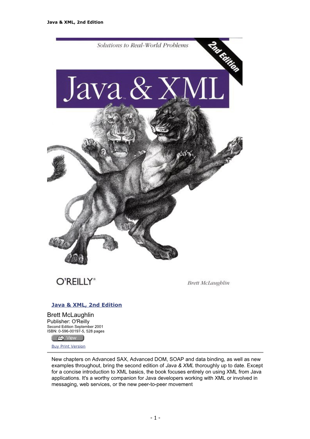 Java & XML, 2Nd Edition