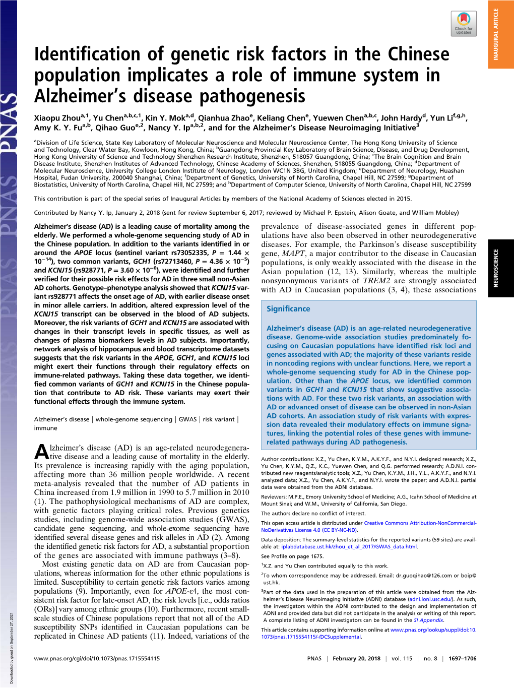 Identification of Genetic Risk Factors in the Chinese Population Implicates A