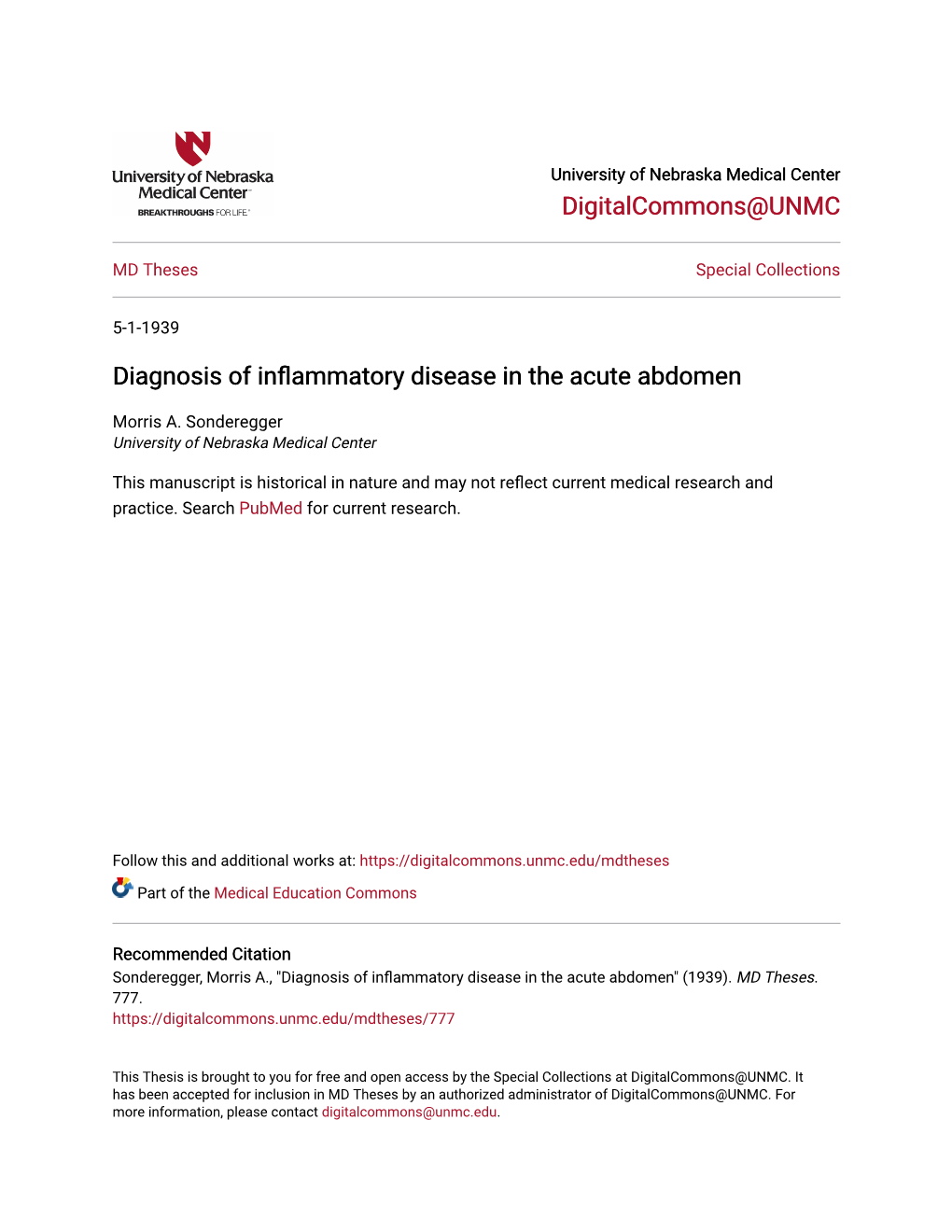 Diagnosis of Inflammatory Disease in the Acute Abdomen