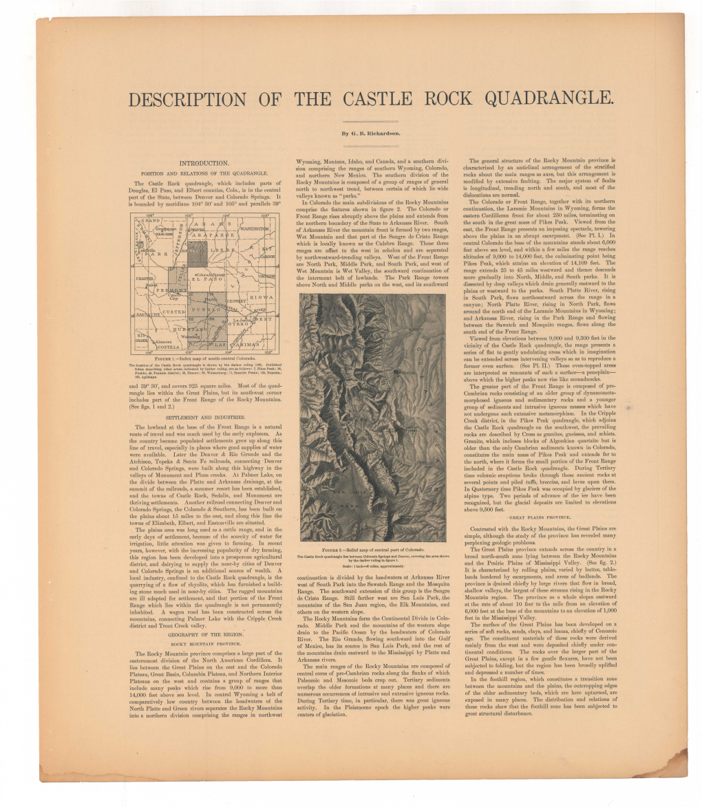 Description of the Castle Rock Quadrangle