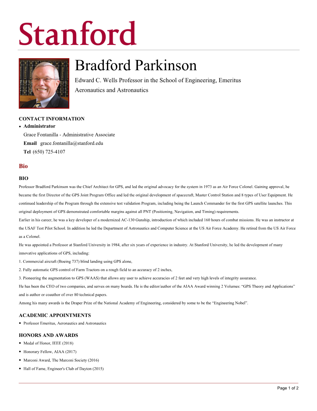 Bradford Parkinson Edward C