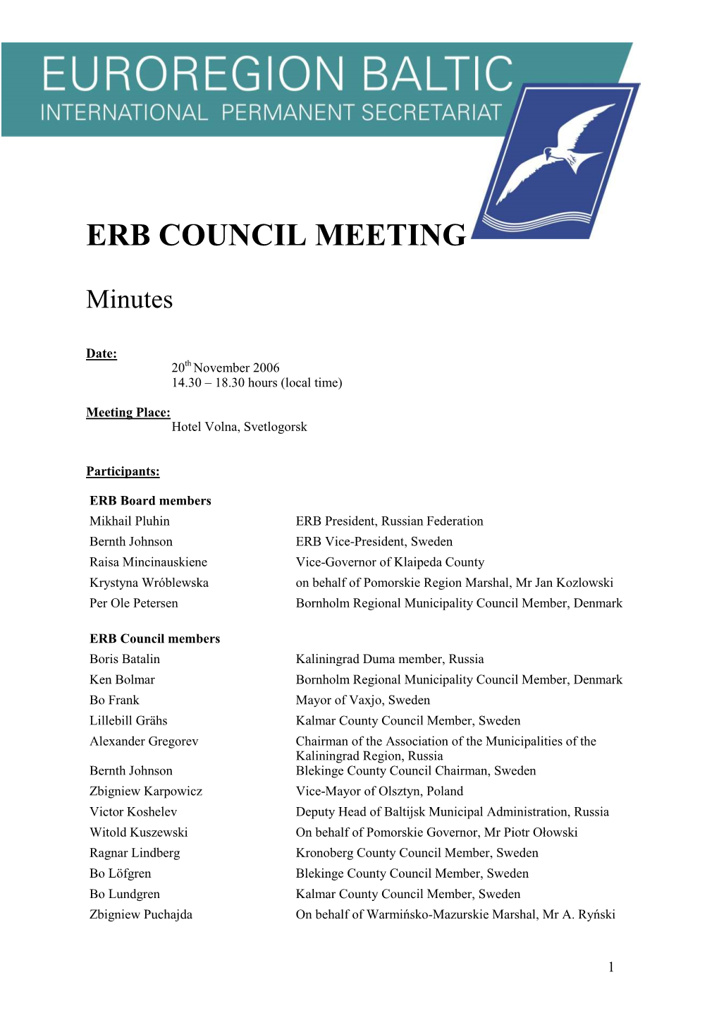 Erb Council Meeting