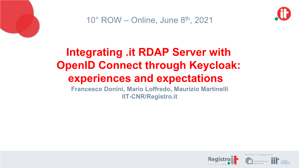 Integrating .It RDAP Server with Openid Connect Through Keycloak