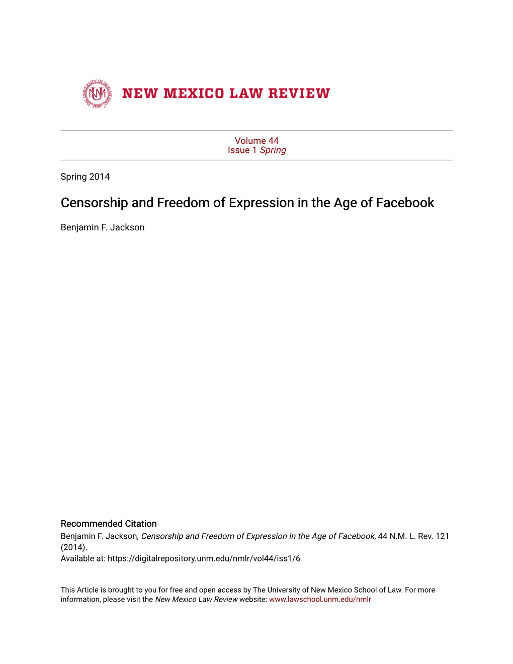 Censorship and Freedom of Expression in the Age of Facebook