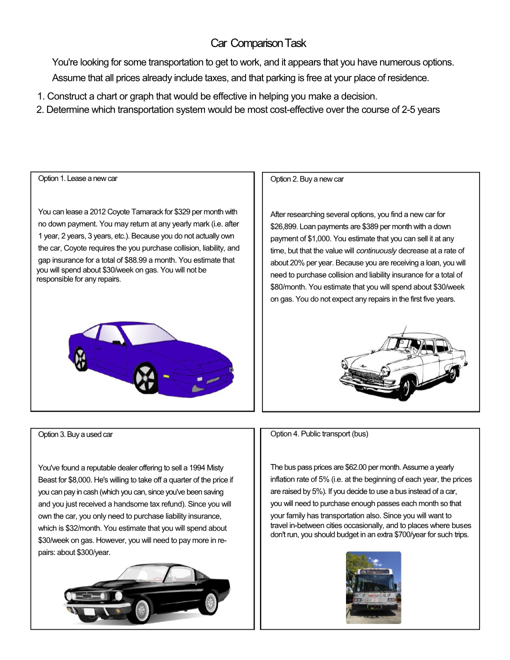 Car Comparison Task