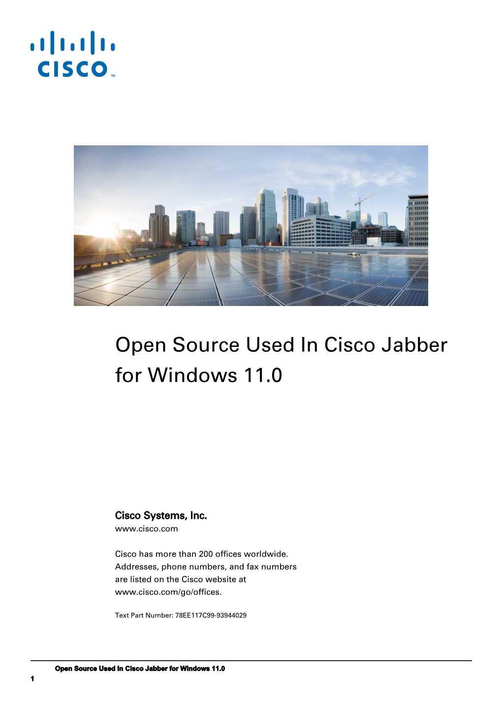 Cisco Jabber for Windows 11.0 Licensing Information