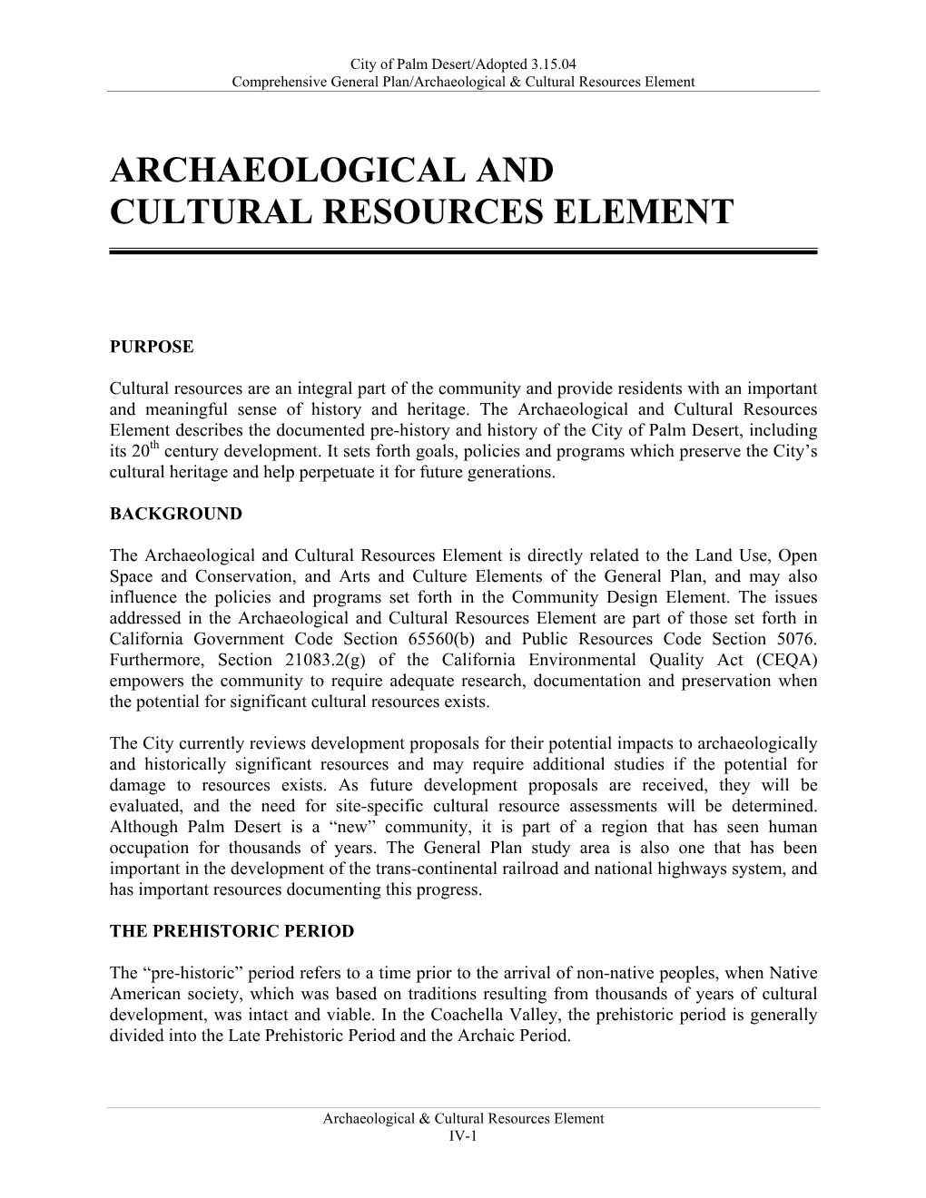 Archaeological and Cultural Resources Element