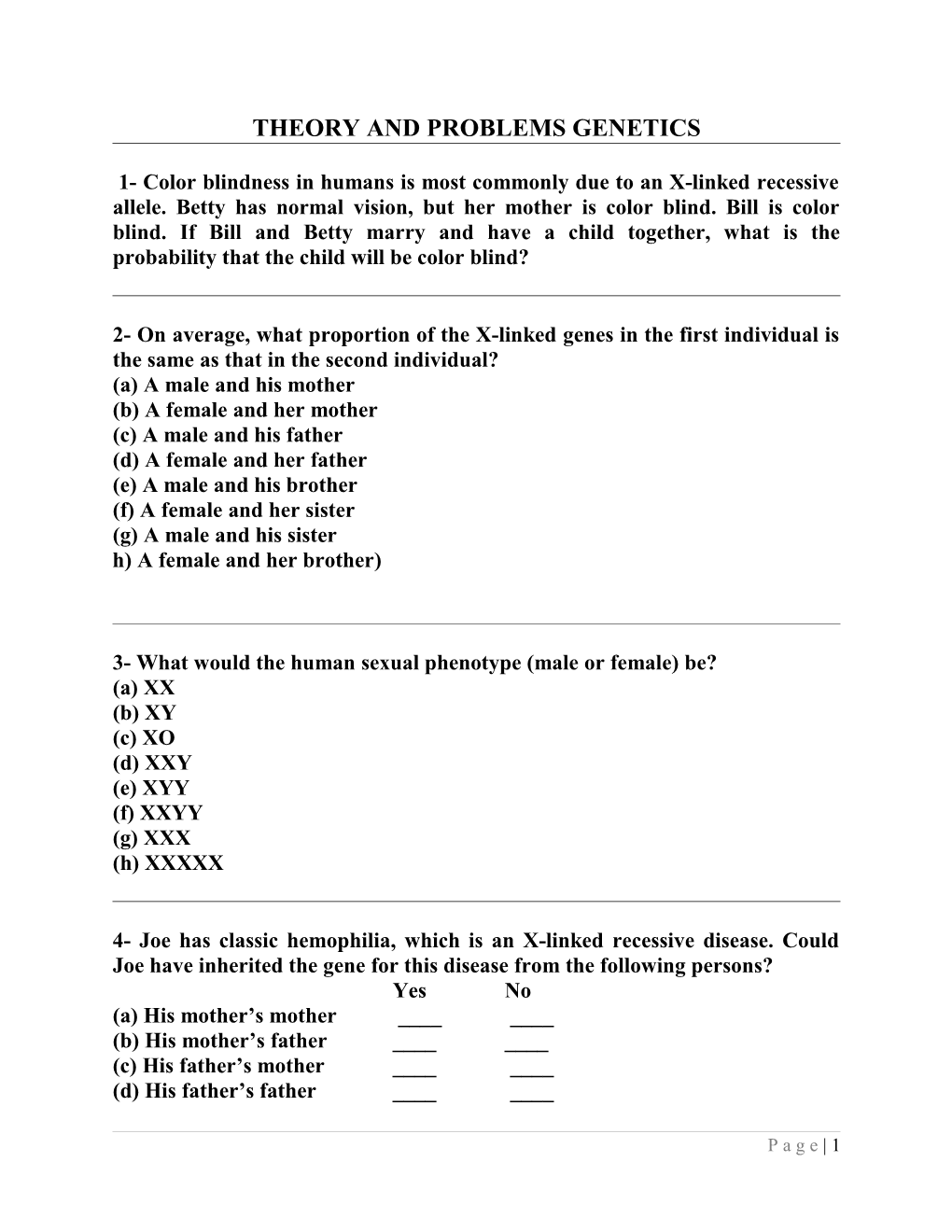 Theory and Problems Genetics