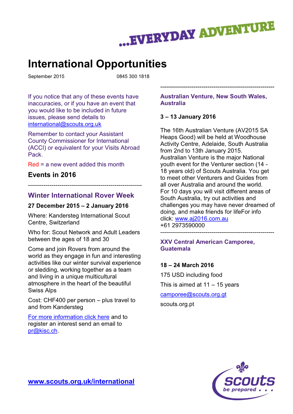 International Opportunities