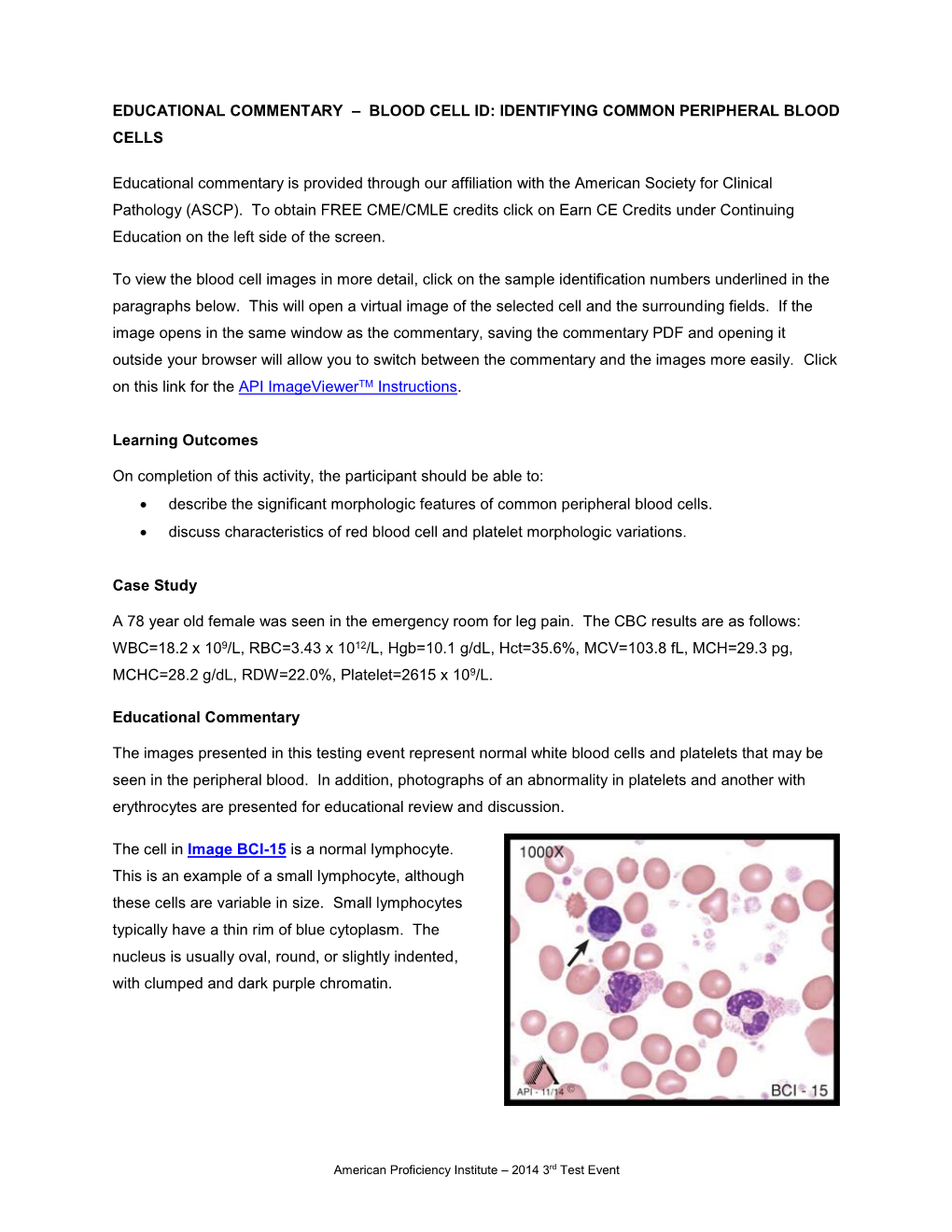 Educational Commentary – Blood Cell Id: Identifying Common Peripheral Blood Cells