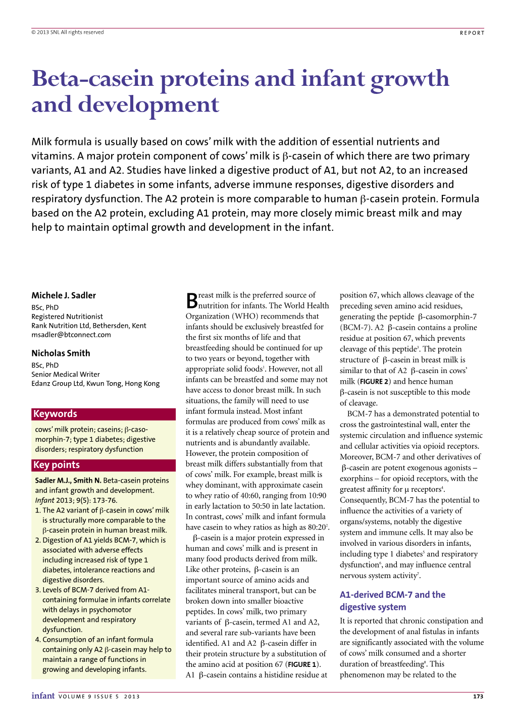 Beta-Casein Proteins and Infant Growth and Development