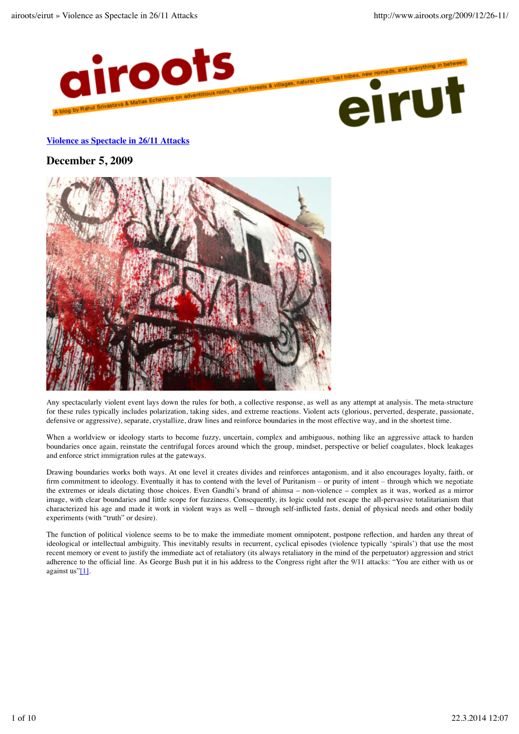 Airoots/Eirut » Violence As Spectacle in 26/11 Attacks