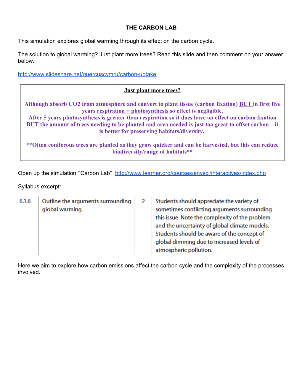 Data Tables: Carbon Cycle