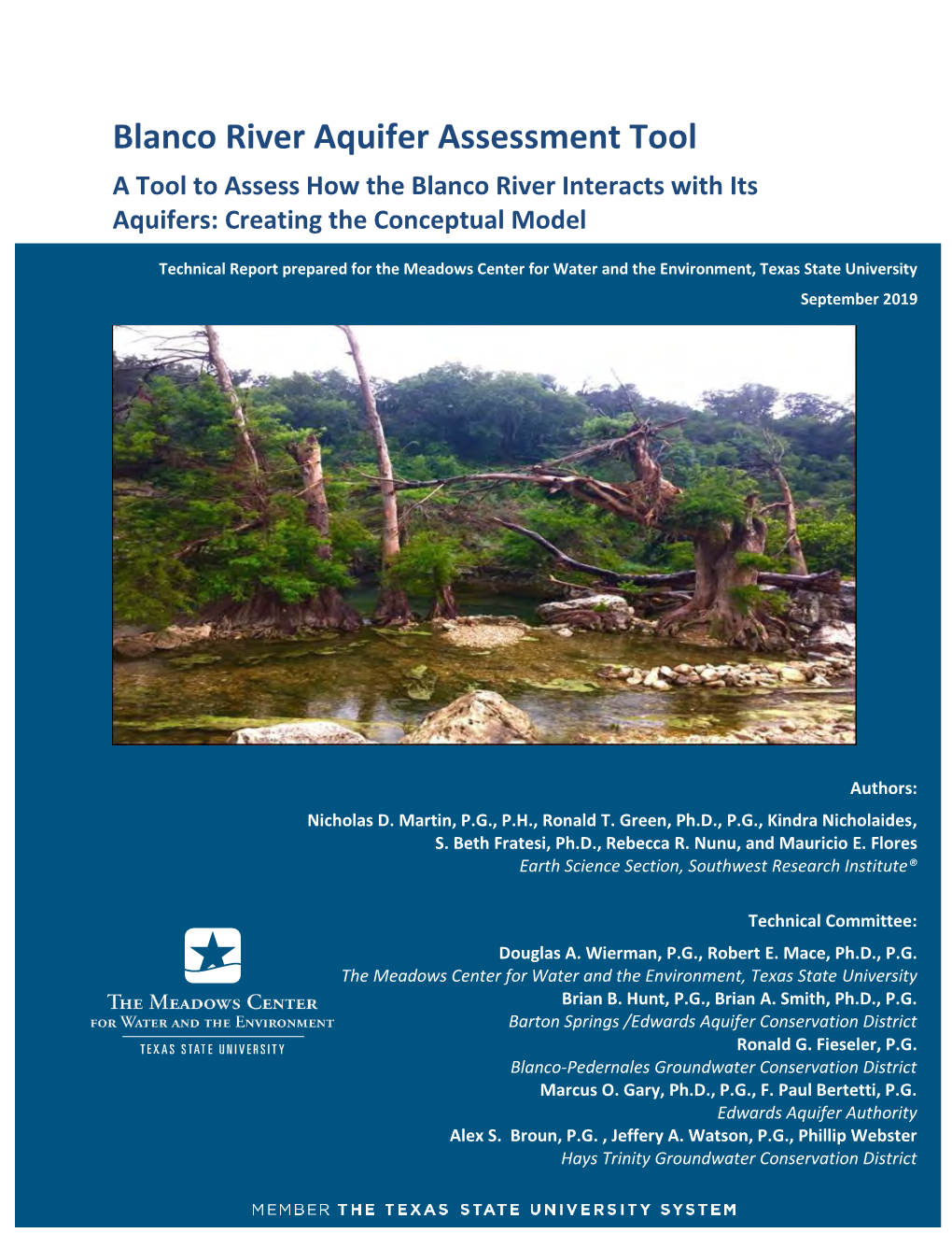 Blanco River Aquifer Assessment Tool a Tool to Assess How the Blanco River Interacts with Its Aquifers: Creating the Conceptual Model