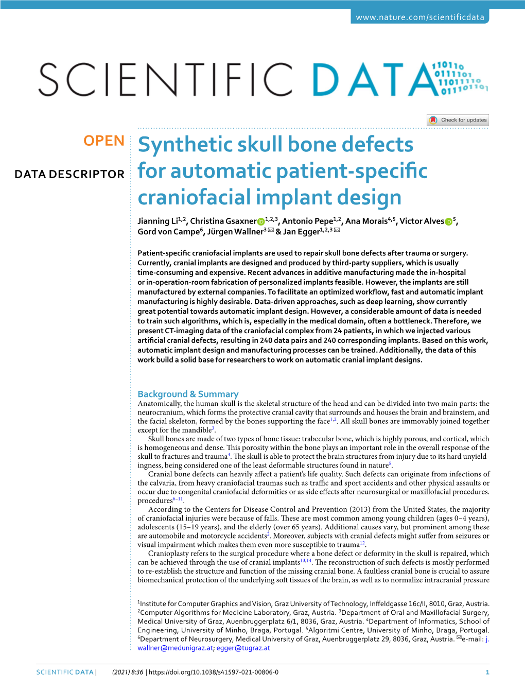 Synthetic Skull Bone Defects for Automatic Patient-Specific Craniofacial Implant Design