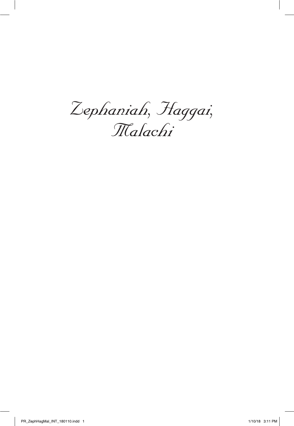 Zephaniah, Haggai, Malachi