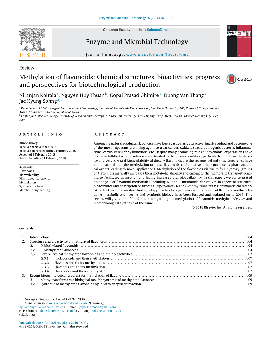Methylation of Flavonoids: Chemical Structures, Bioactivities, Progress