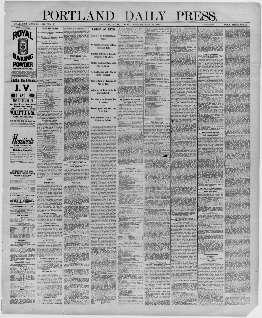 Portland Daily Press: June 26,1888