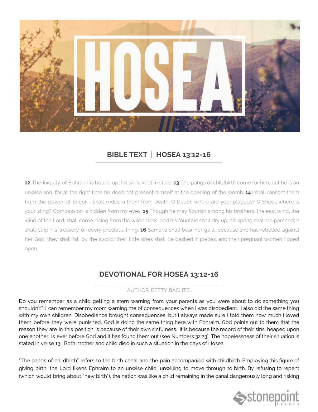 Bible Text ​ |​ Hosea 13:12-16 Devotional for Hosea 13:12-16