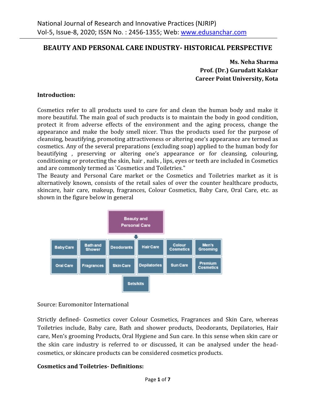 NJRIP) Vol-5, Issue-8, 2020; ISSN No