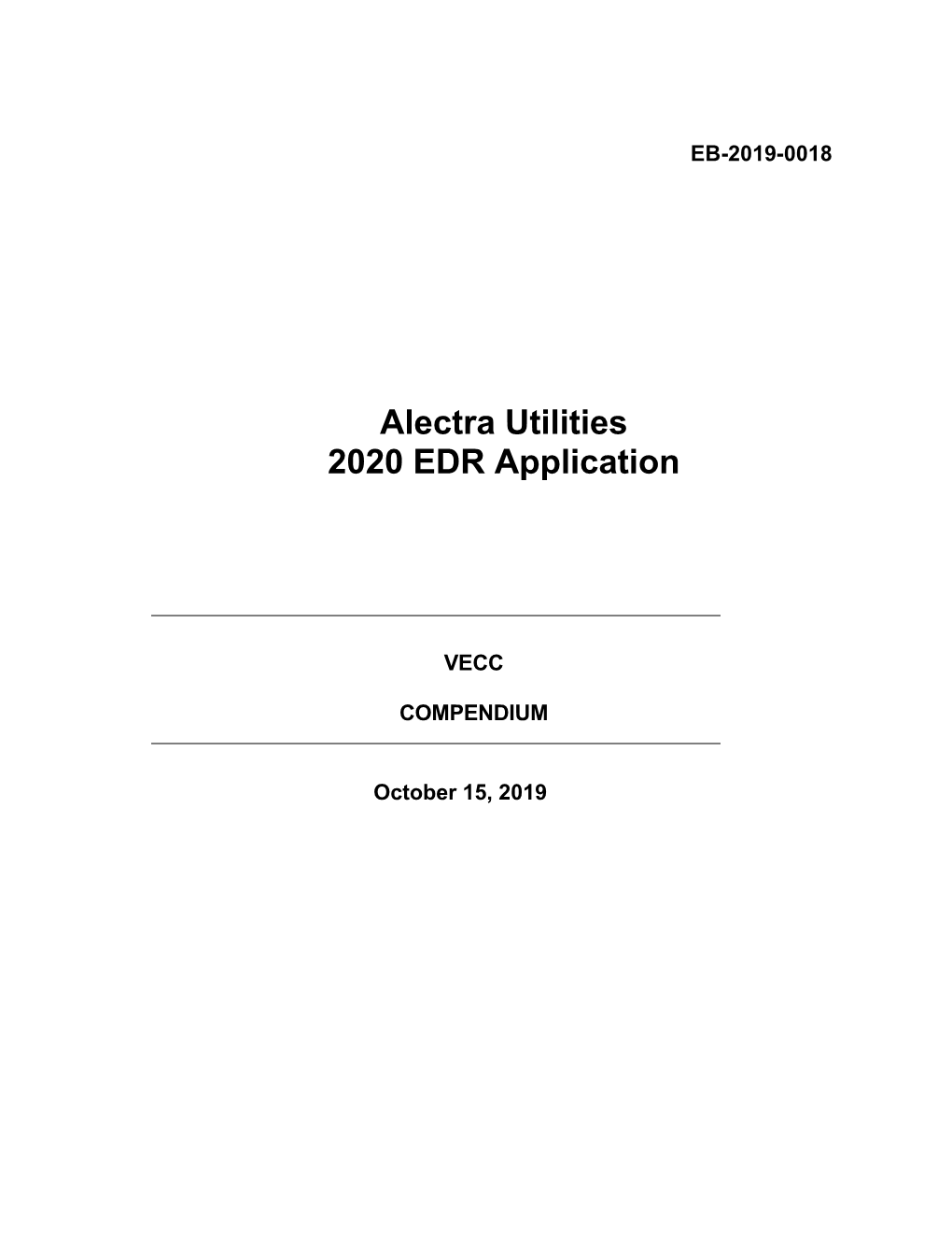 Alectra Utilities 2020 EDR Application