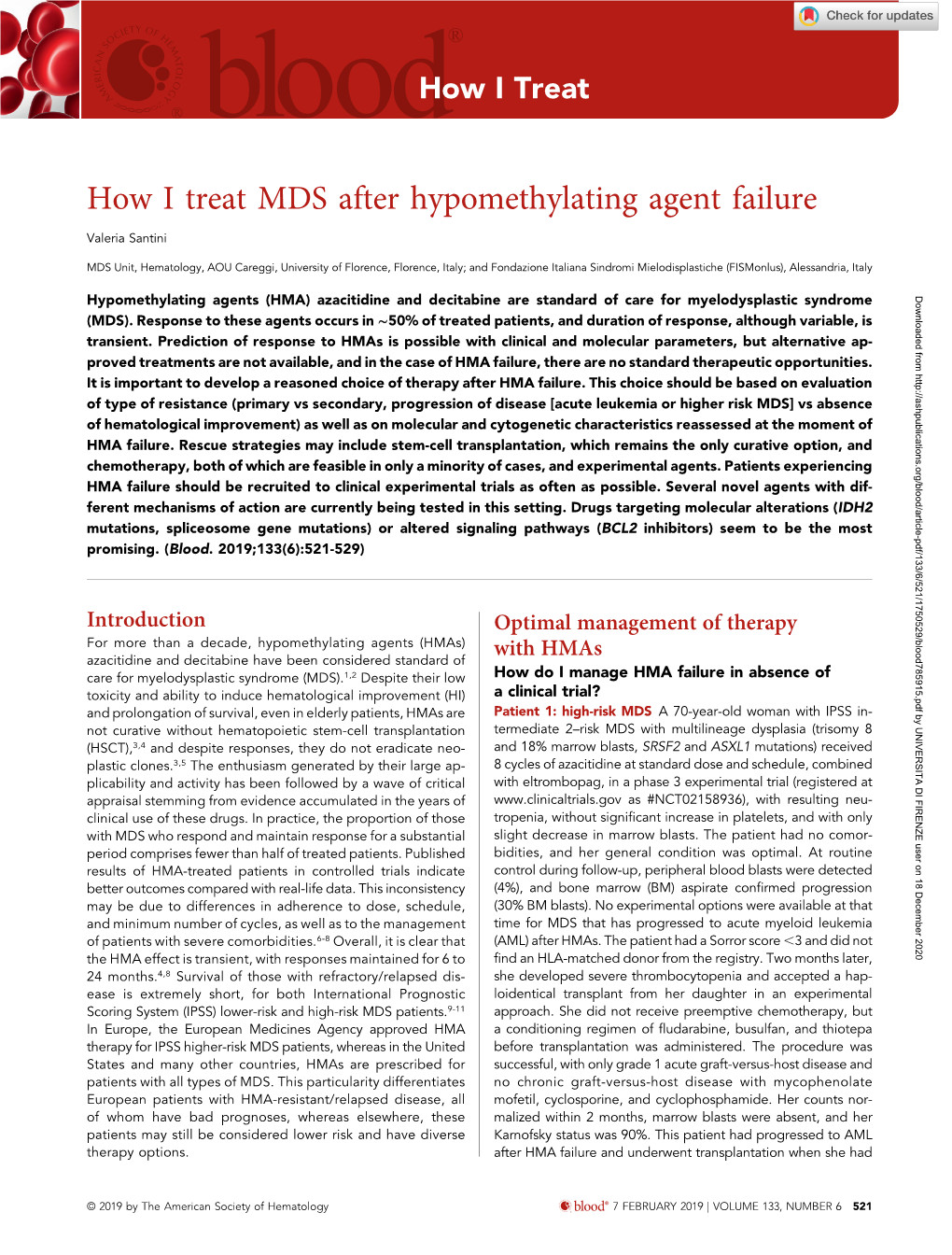 How I Treat MDS After Hypomethylating Agent Failure