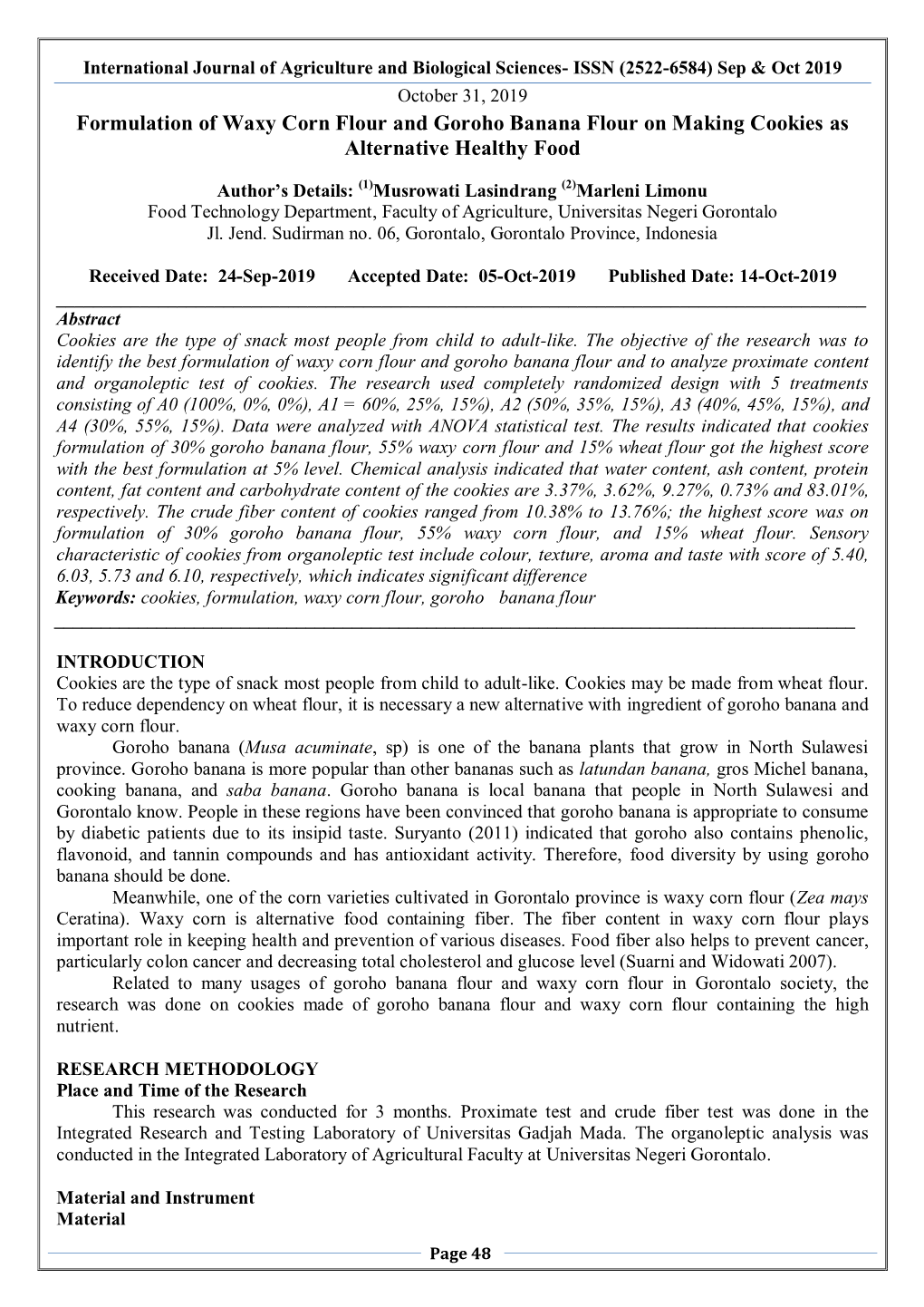 International Journal of Agriculture and Biological Sciences- ISSN