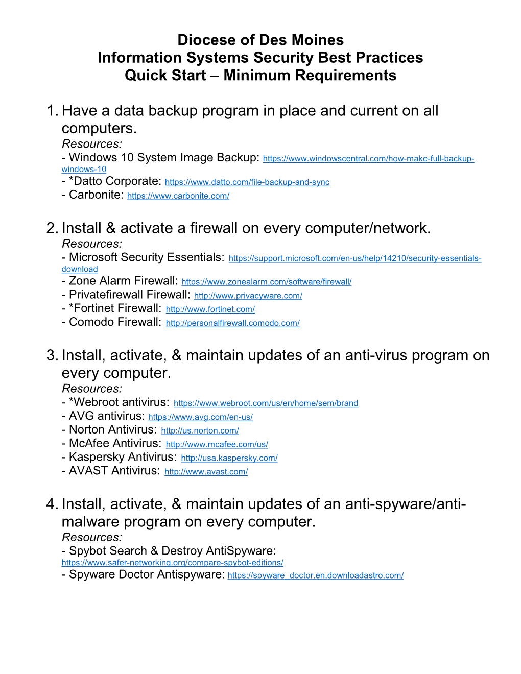 Quick Start – Minimum Requirements