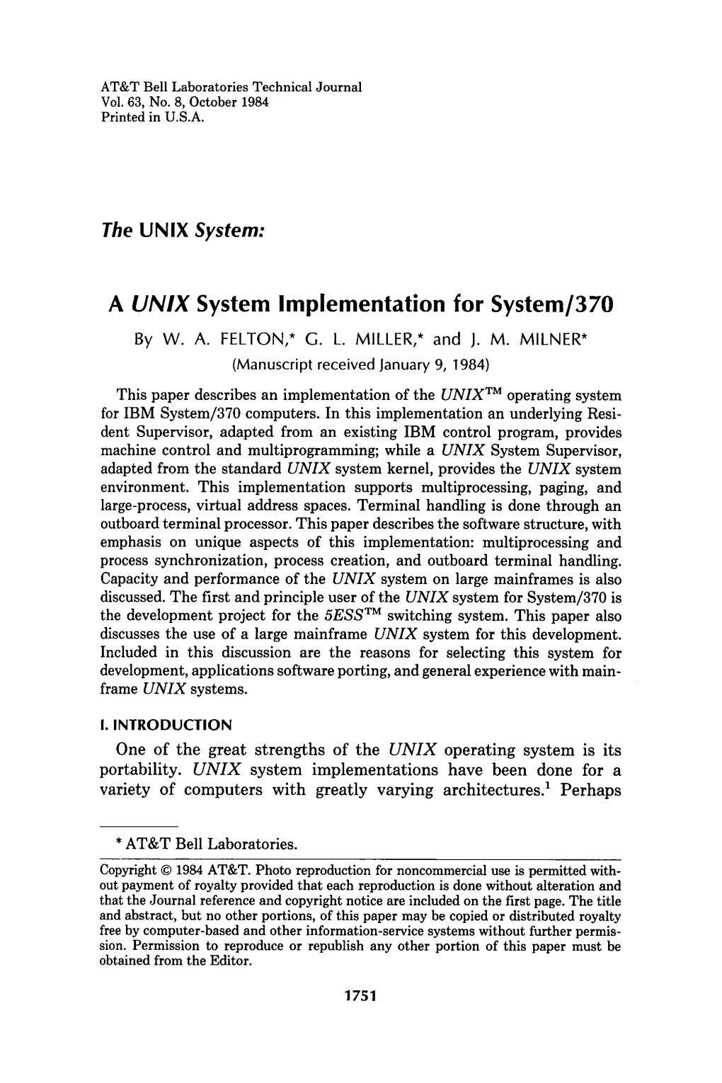 The UNIX System