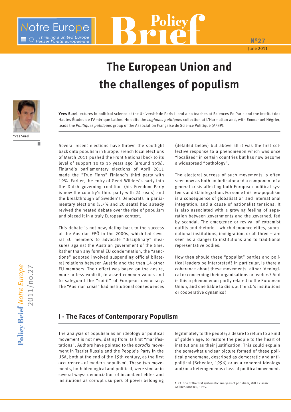 The European Union and the Challenges of Populism