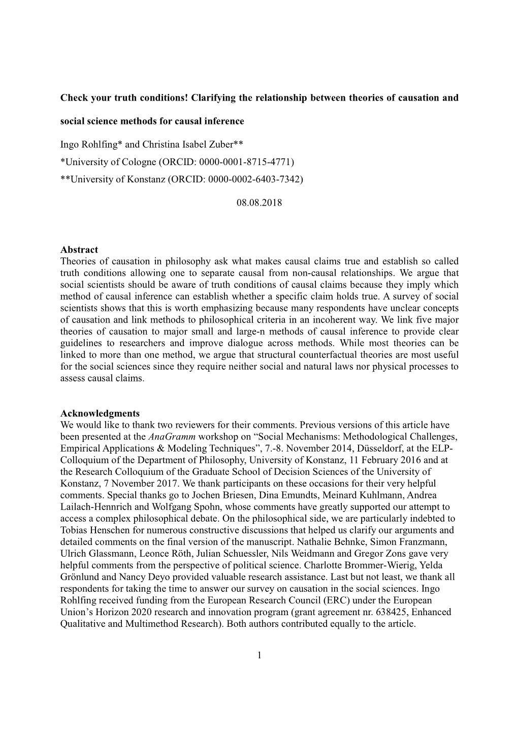 Clarifying the Relationship Between Theories of Causation and Social Science Methods for Causal Inference