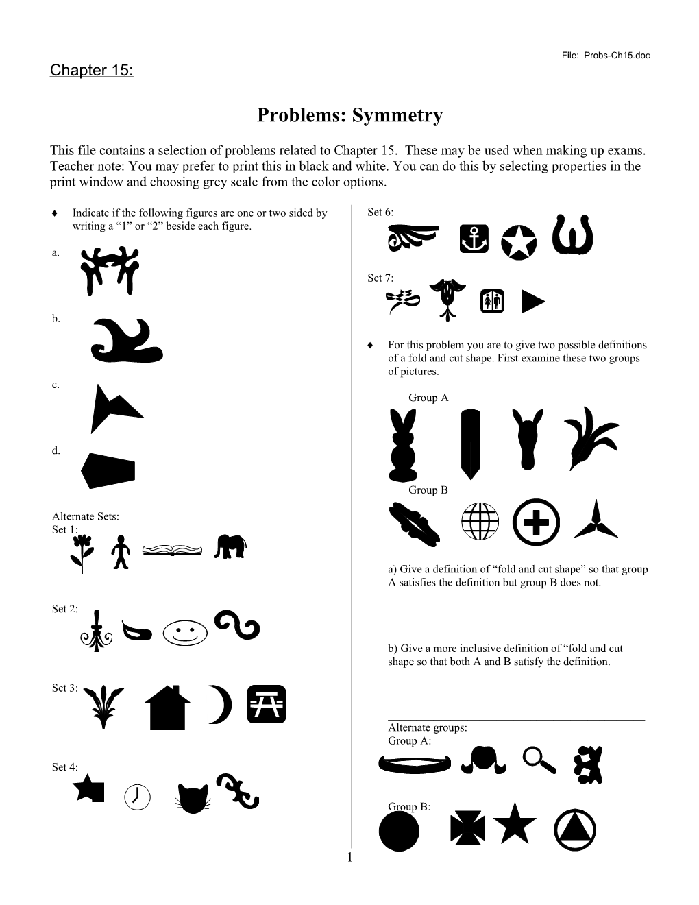 Problems: Symmetry s1