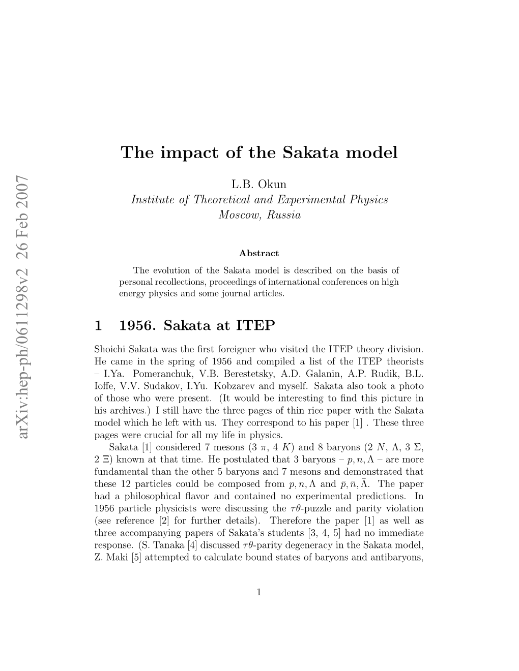 The Impact of the Sakata Model