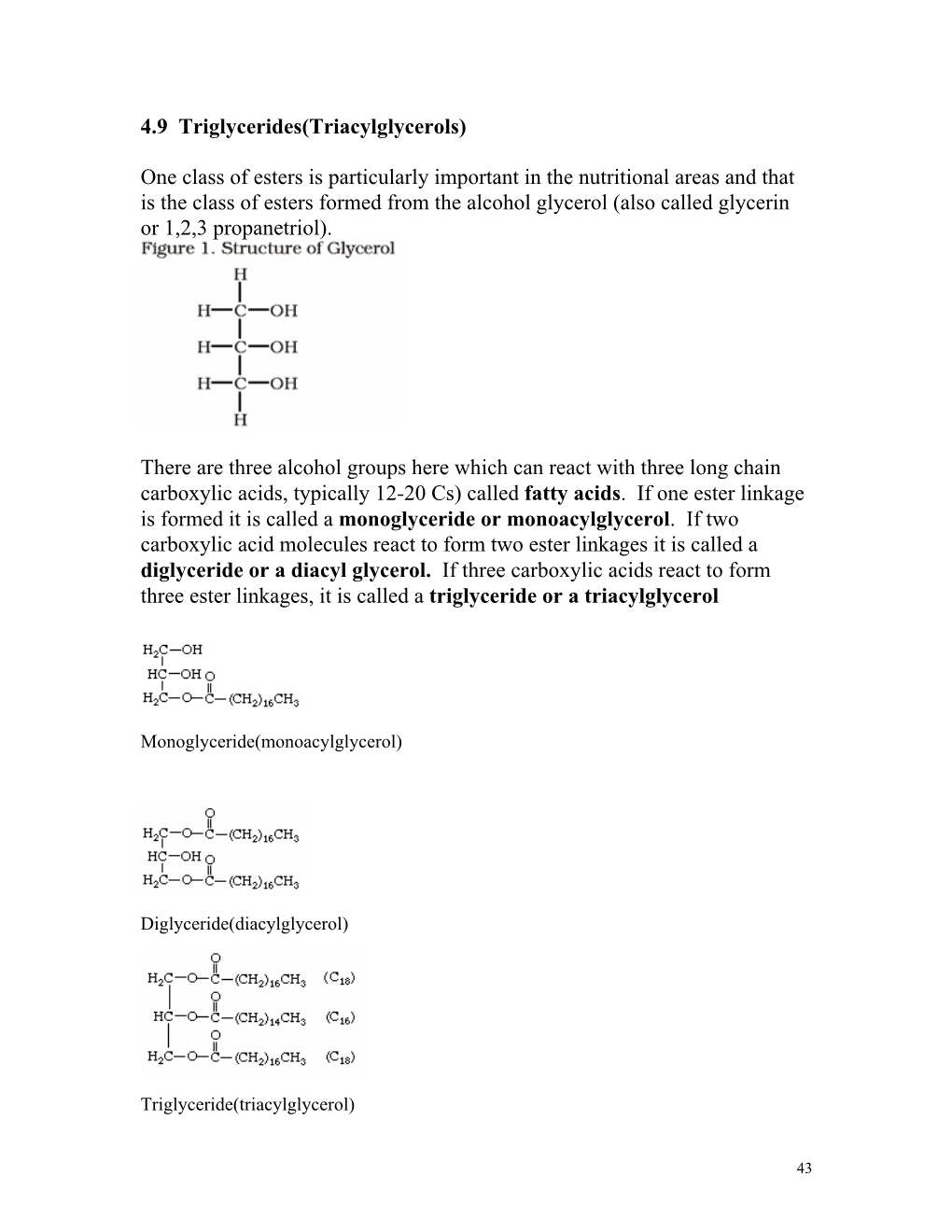 4.9 Triglycerides(Triacylglycerols) One Class of Esters Is Particularly