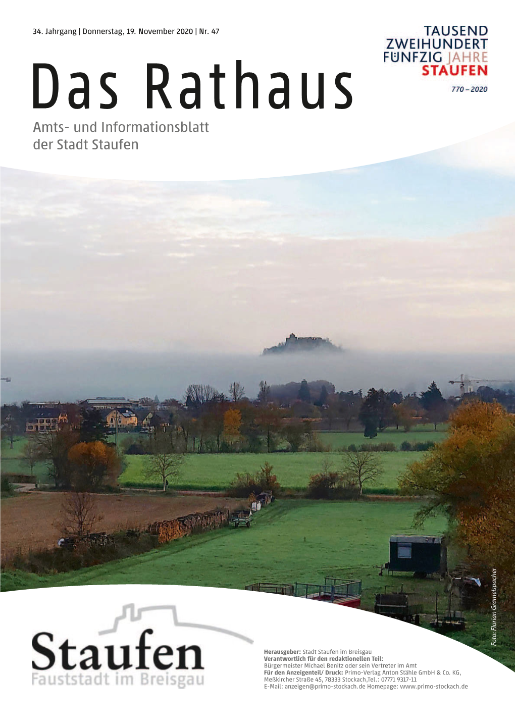 Amts- Und Informationsblatt Der Stadt Staufen