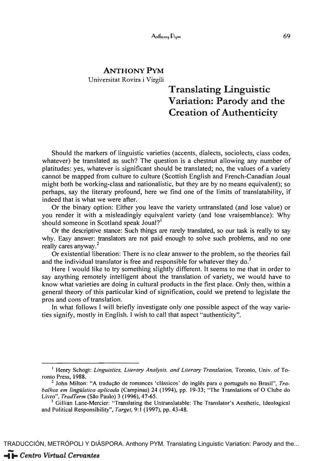 Translating Linguistic Variation: Parody and the Creation of Authenticity