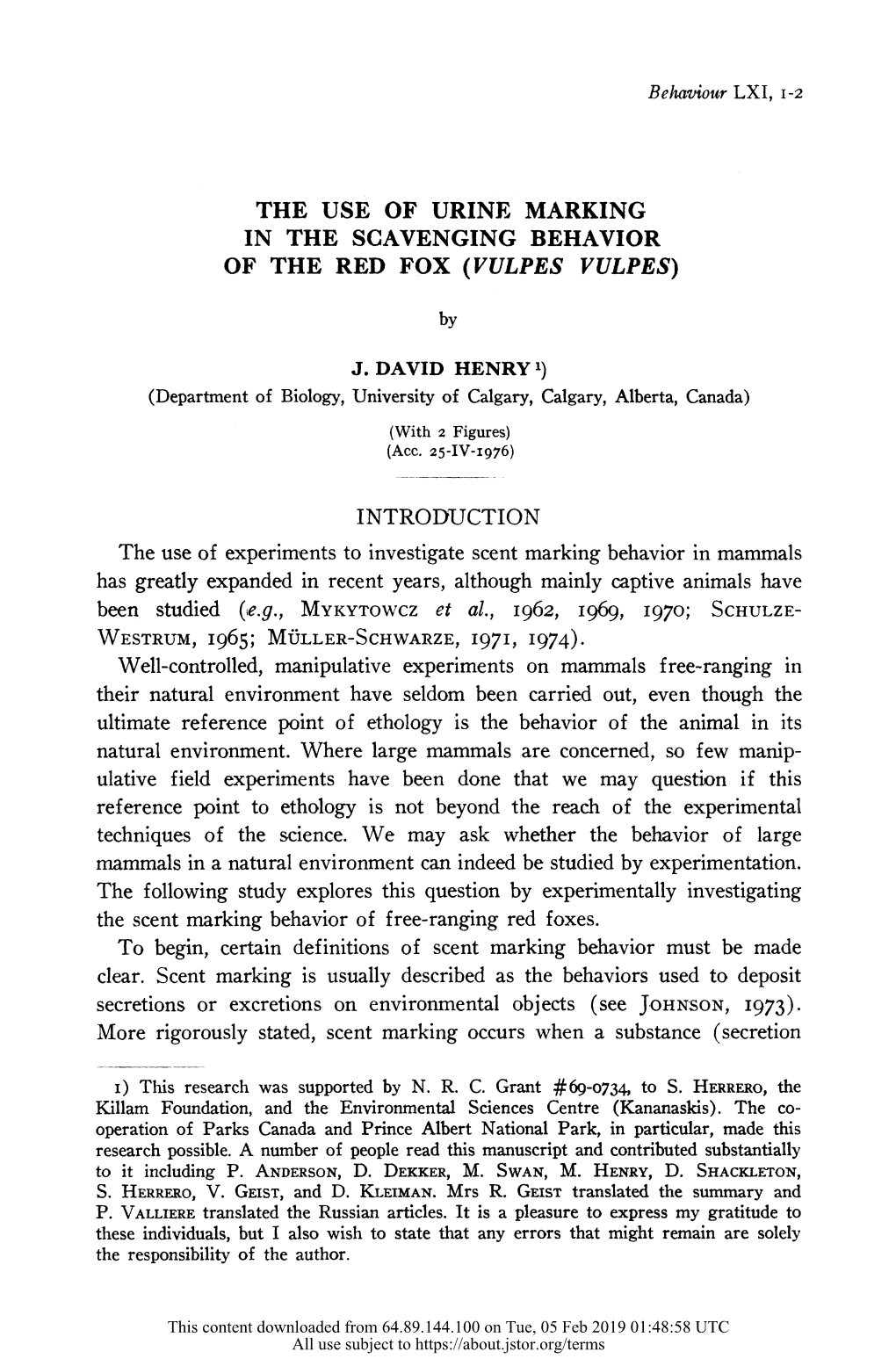 Secretions Or Excretions on Environmental Objects (See JOHNSON, 1973)