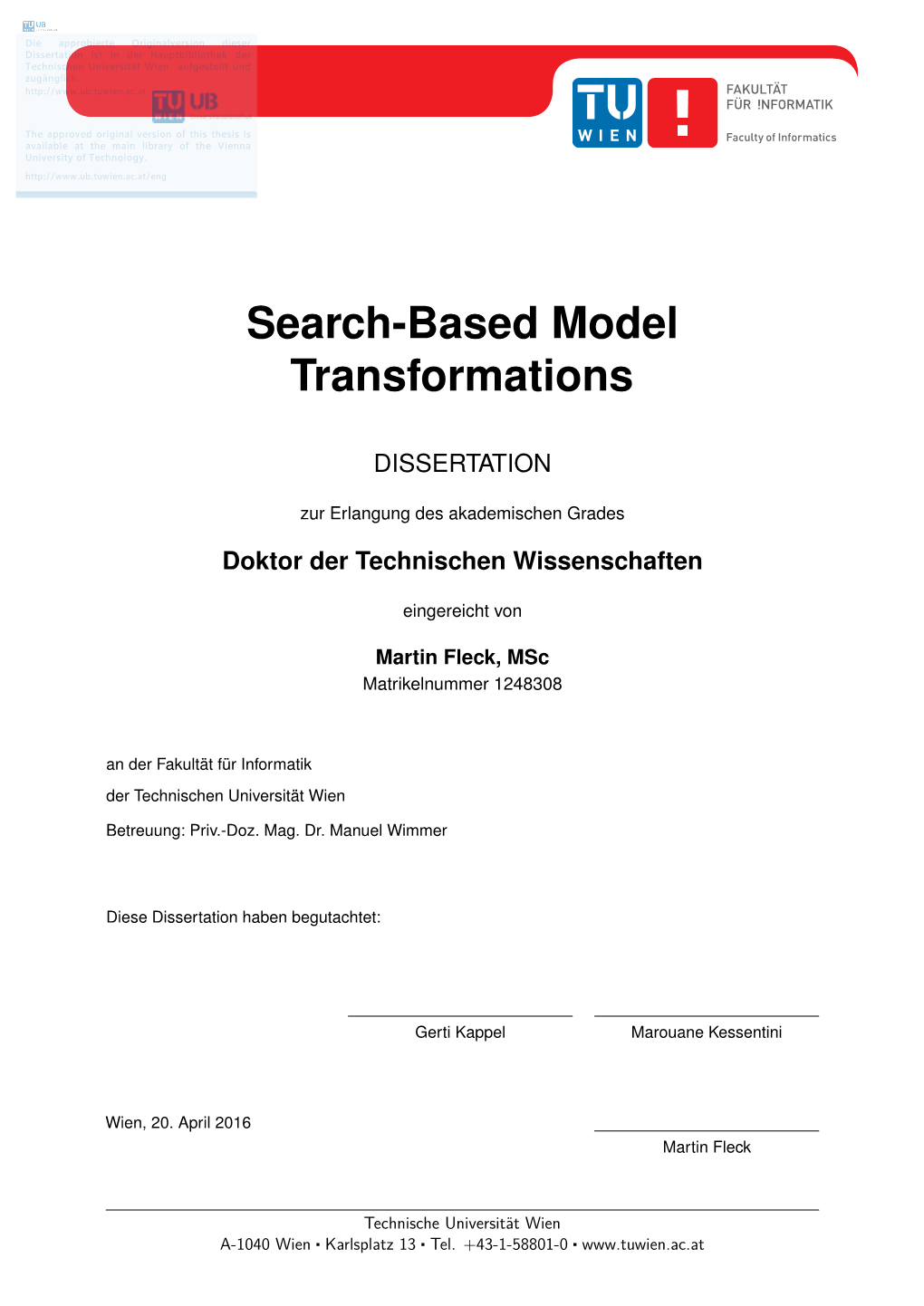 Search-Based Model Transformations