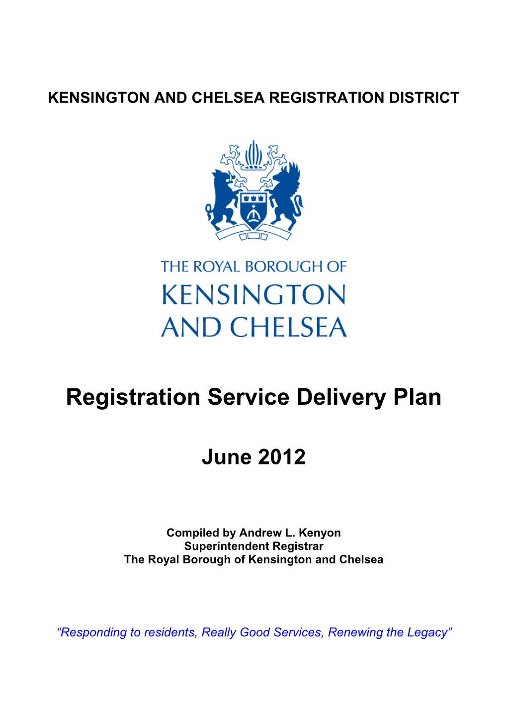 Registration Service Delivery Plan