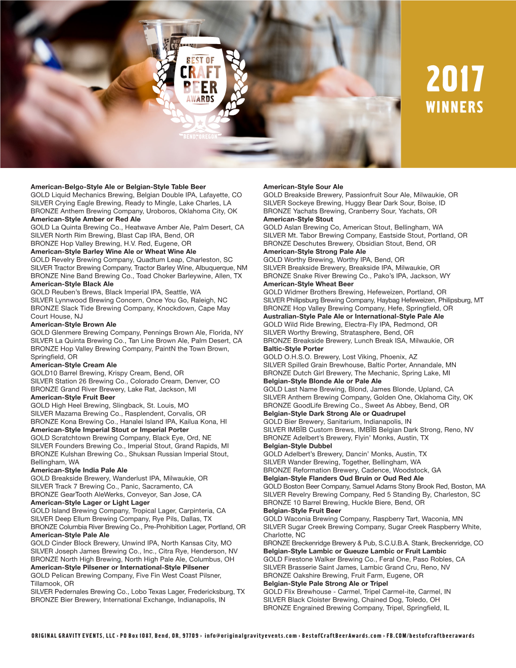 2017 Best of Craft Beer Awards Results [PDF]