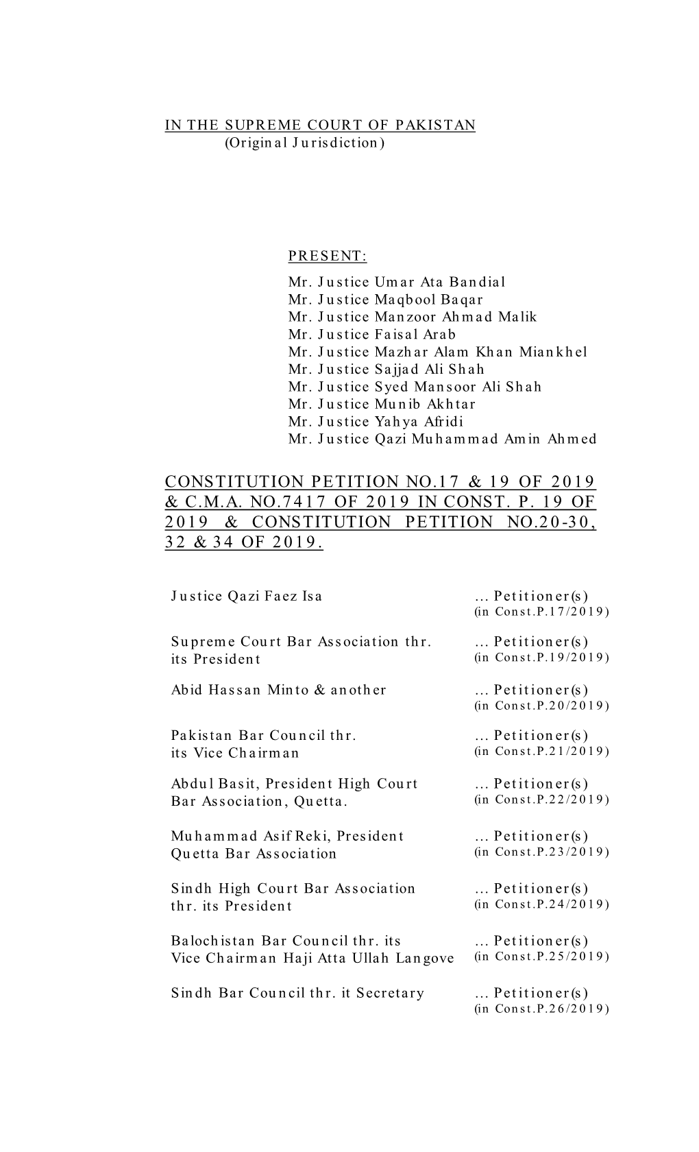 Constitution Petition No.17 & 19 Of