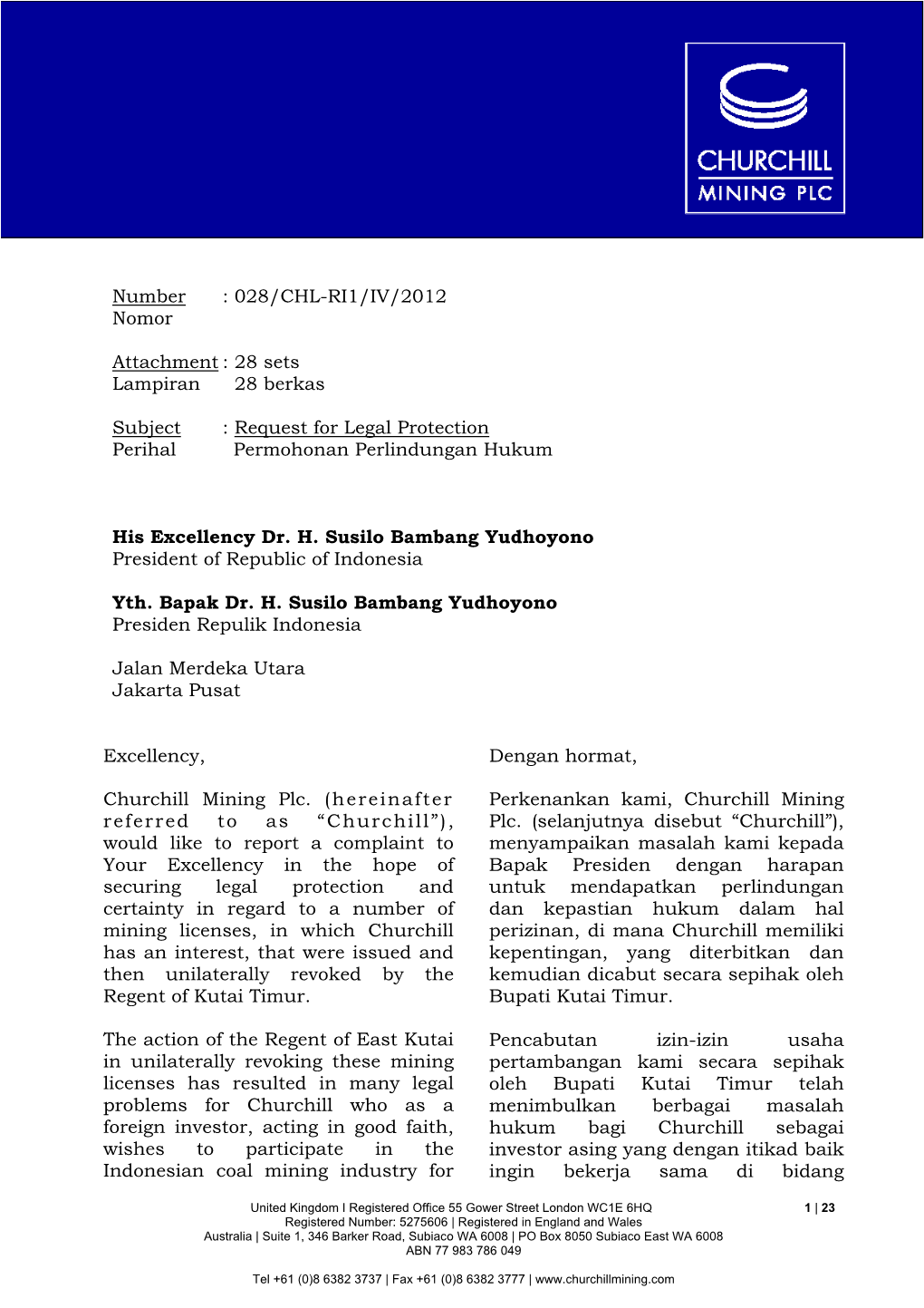 028/CHL-RI1/IV/2012 Nomor Attachment