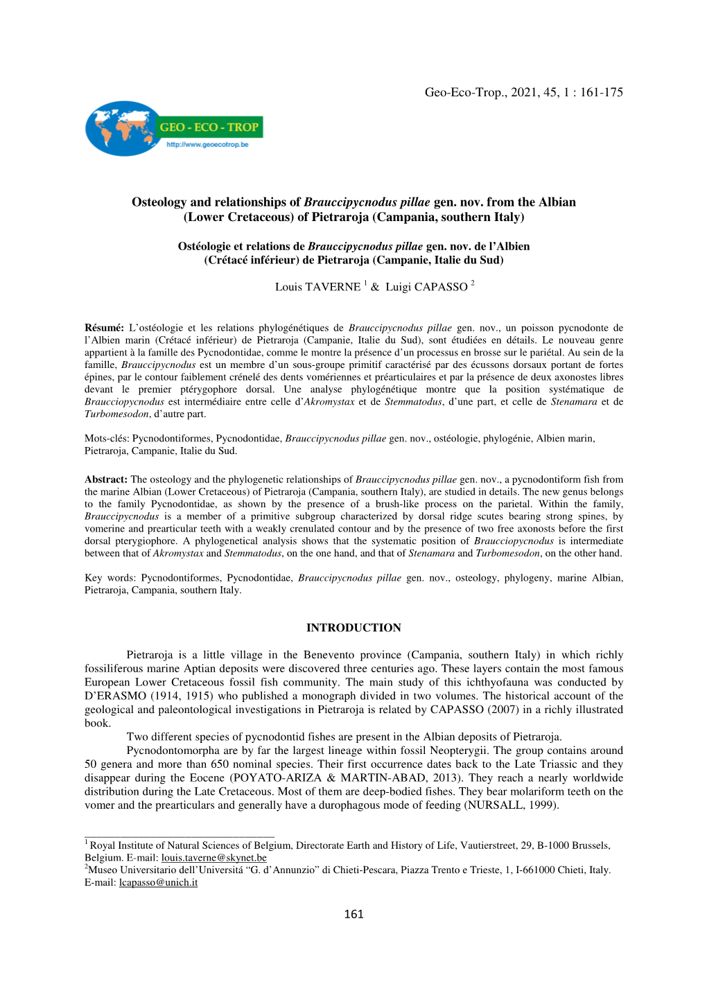 161-175 Osteology and Relationships Of