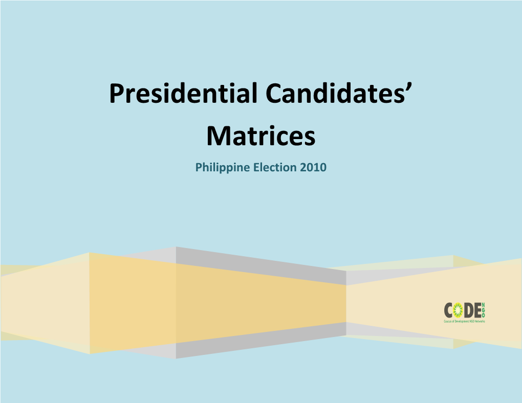 Presidential Candidates' Matrices