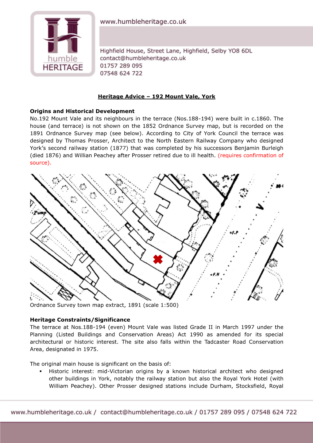 Heritage Advice – 192 Mount Vale, York Origins and Historical