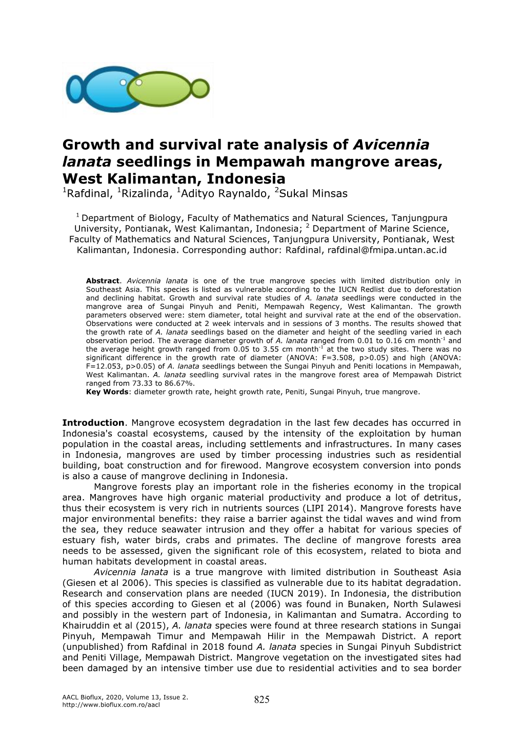Rafdinal, Rizalinda, Raynaldo A., Minsas S., 2020 Growth And