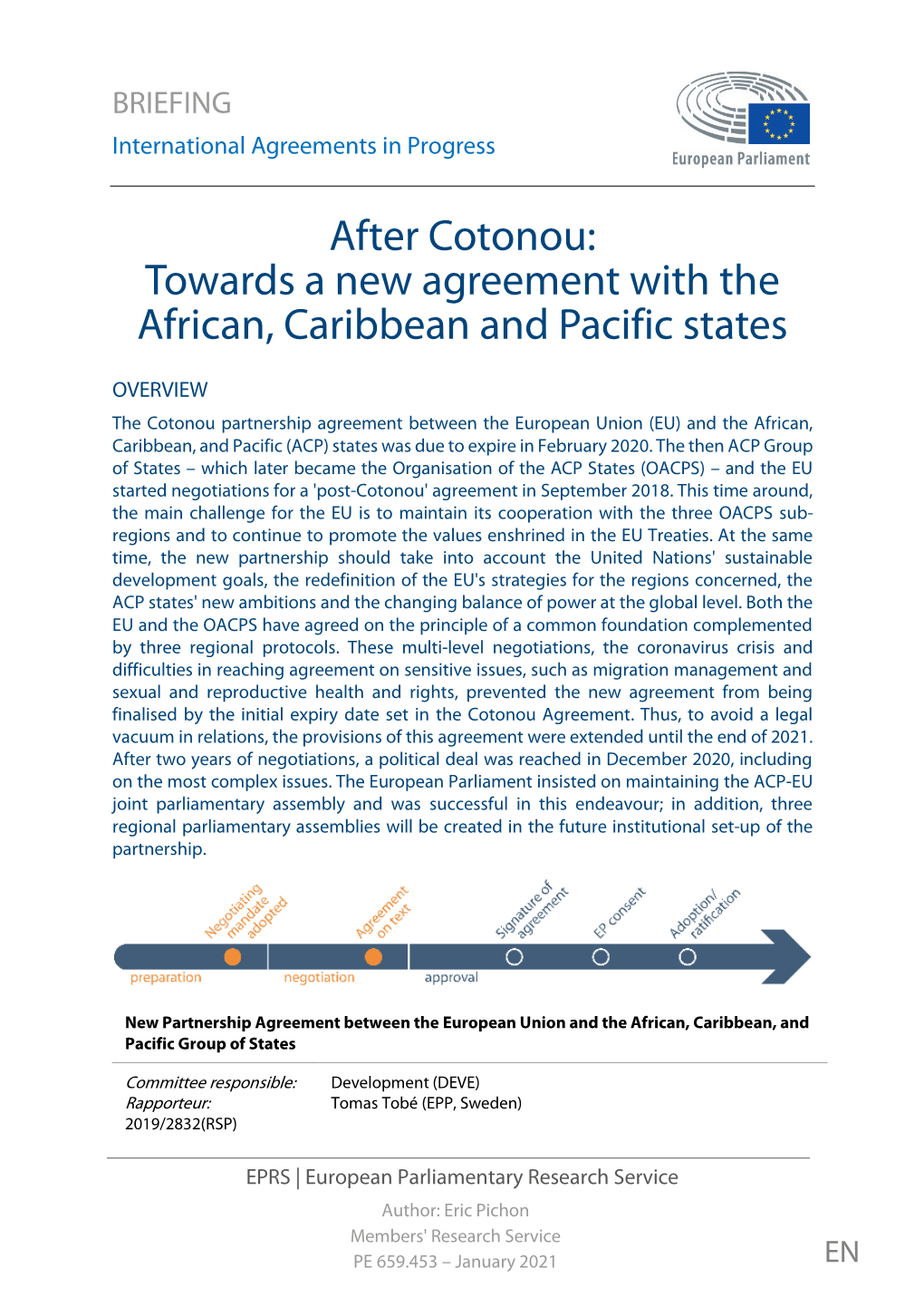 Towards a New Agreement with the African, Caribbean and Pacific States