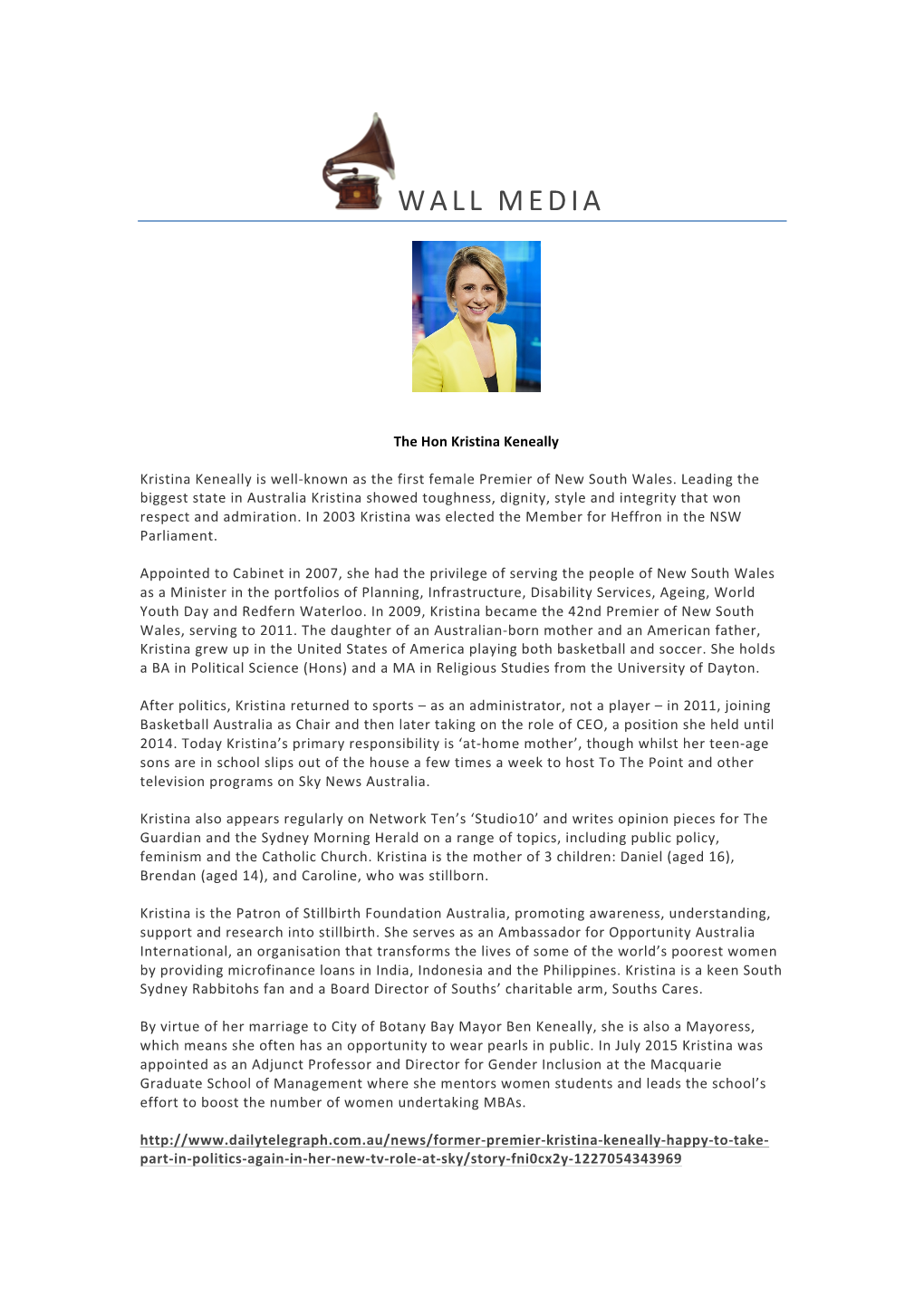 Download Kristina Keneally's Bio in PDF Format