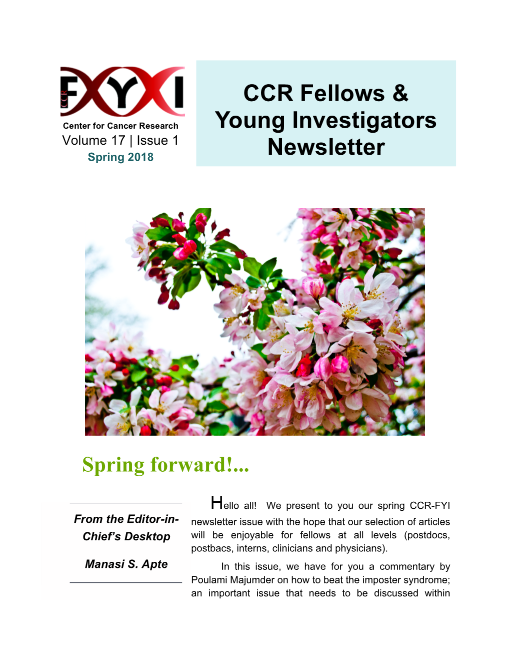CCR Fellows & Young Investigators Newsletter