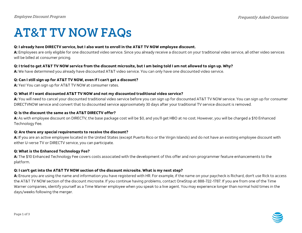 AT&T TV NOW Faqs